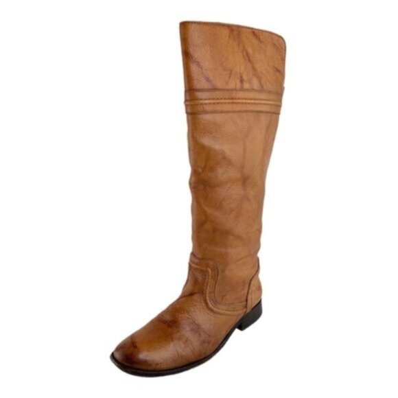 Frye Melissa Trapunto Brown Leather Boots - Picture 1 of 8